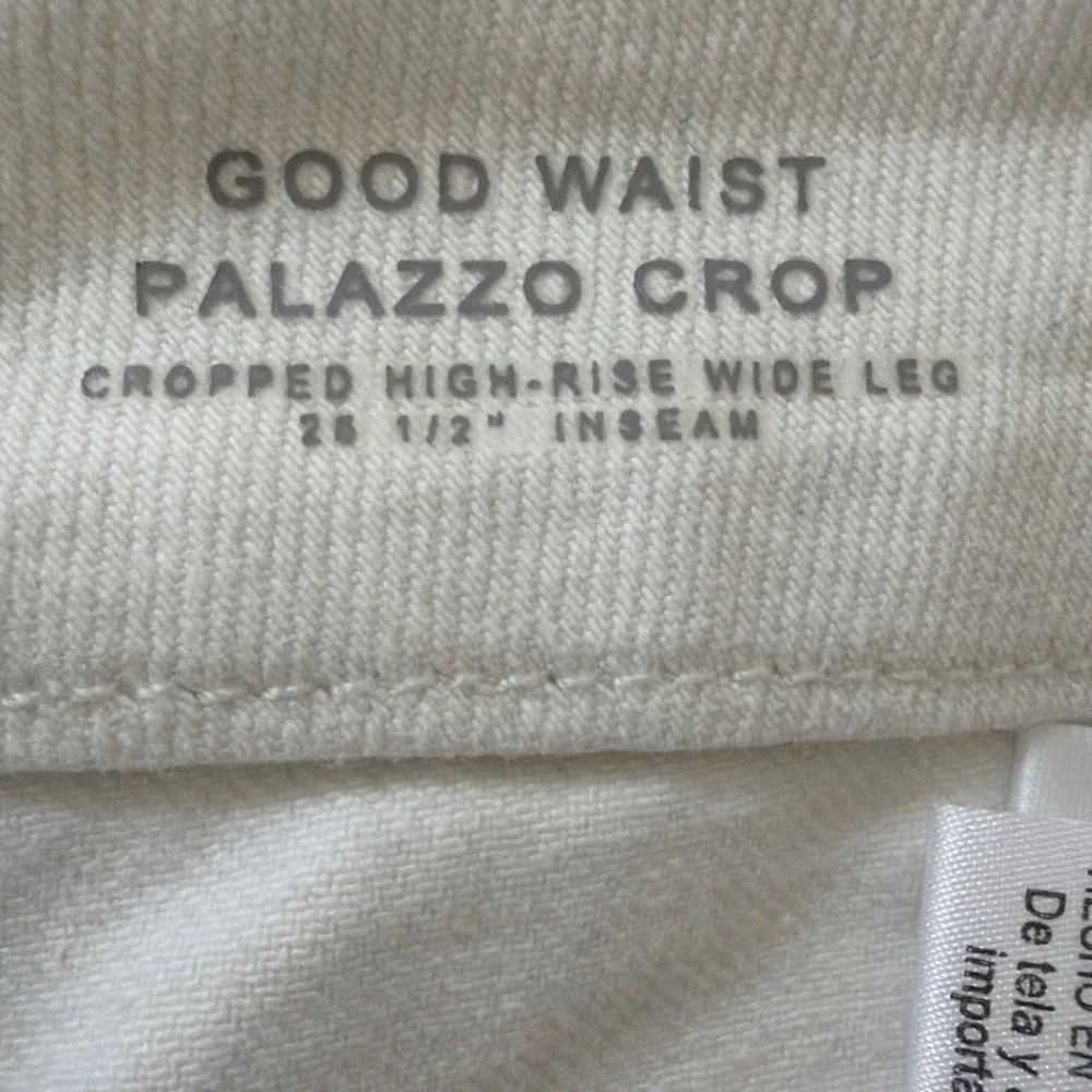 Good American  Palazzo Crop White High Rise Wide Leg Jeans 10 GWPC046PT - Picture 13 of 16